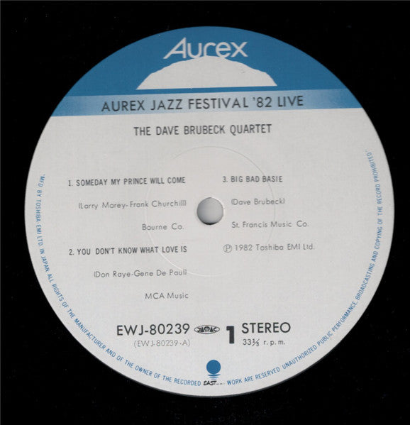 Image of Label Cover of LP - VG+/VG - THE DAVE BRUBECK QUARTET, Aurex Jazz Festival '82 (Eastworld; EWJ-80239, Japan 1982, Embossed Sleeve, Insert, with OBI), ,  - 4026029E