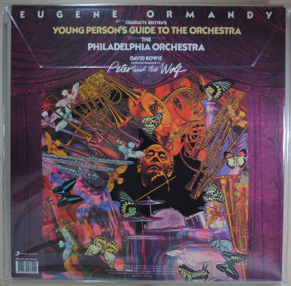Image of Back Cover of LP - VG+/VG - DAVID BOWIE NARRATES PROKOFIEV, EUGENE ORMANDY, THE PHILADELPHIA ORCHESTRA, BRITTEN, Peter And The Wolf / Young Person's Guide To The Orchestra (Music On Vinyl; MOVCL011, Europe 2014 Reissue, No MOV PVC Outer, Insert, 180 Gram Black Vinyl), Has a warp but DNAP.,  - 4016065C