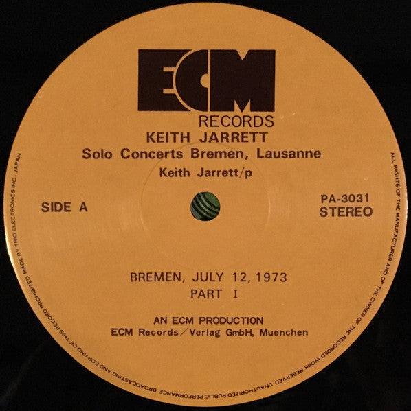 Image of Label Cover of 3xLP - VG+/EX - KEITH JARRETT, Solo Concerts: Bremen / Lausanne (ECM Records; PA 3031~3, Japan 1973, Box Set, 3 Inners & Booklet, with OBI), OBI is crumpled.,  - 4026123E