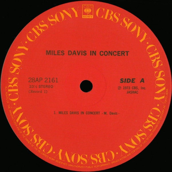 Image of Label Cover of 2xLP - VG+/EX - MILES DAVIS, In Concert (CBS/Sony; 28AP 2161~2, Japan 1981, Gatefold, 2 Inserts, Missing the OBI), ,  - 4026124E