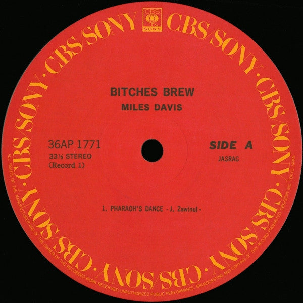Image of Label Cover of 2xLP - VG+/VG+ - MILES DAVIS, Bitches Brew (CBS/Sony; 36AP 1771~2, Japan 1979, Gatefold, Missing the inserts, with OBI), ,  - 4026125E