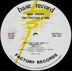 Image of Label Cover of 12" EP - VG/G+ - NEW ORDER, 1981-1982 (Base Record; FACTUS 8, Italy 1982), Light scratches & hairlines, still in mostly in opened shrinkwrap but wear to open edge, corner wear,  - 4046053S