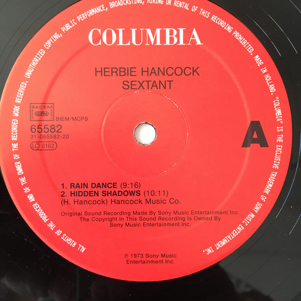 Image of Label Cover of LP - VG/VG - HERBIE HANCOCK, Sextant (Columbia; 65582, UK 1980s Reissue), Strong VG - light marks, edge wear,  - 4046055S