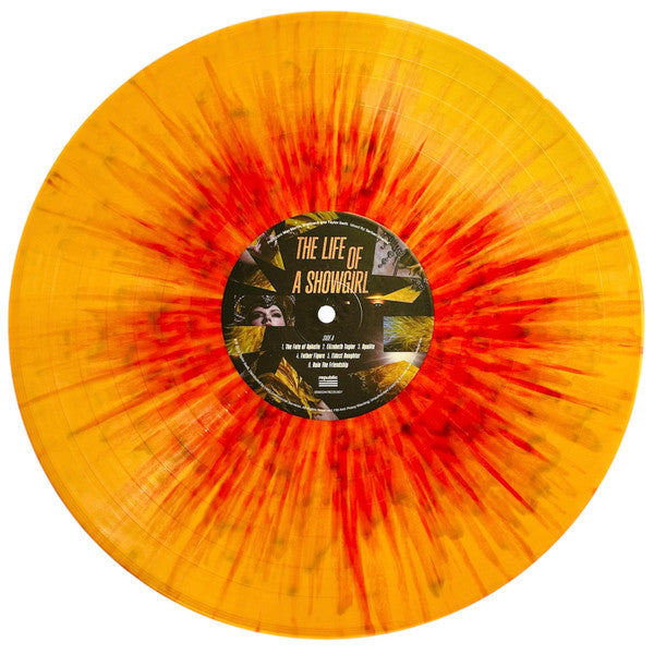 Image of Label Cover of LP - VG+/EX - TAYLOR SWIFT, The Life Of A Showgirl (Republic Records; 00602478225307, USA & Europe 2025, Limited Edition, Golden Yellow Metallic With Orange And Red Splatter [Lovely Bouquet Golden], Baby, That's Show Business Edition), ,  - 4046093S