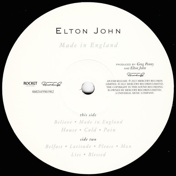 Image of Label Cover of LP - EX/EX - ELTON JOHN, Made In England (Rocket Entertainment; 4596196, Worldwide 2023 Reissue, Insert), Still In Opened Shrinkwrap With Hype Sticker,  - 4016165C