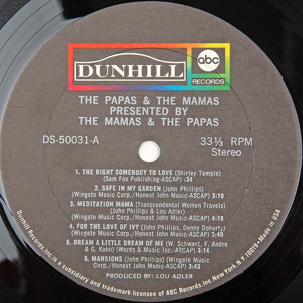 Image of Label Cover of LP - VG/VG - THE MAMAS & THE PAPAS, The Papas & The Mamas (Dunhill Black Labels With Rainbow Box Logo & One Large Pressing Ring; DS-50031, US 1968, Gimmick Gatefold Sleeve), ,  - 4016111C