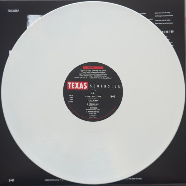 Image of Label Cover of LP - VG+/VG+ - TEXAS, Southside ([PIAS]; 5400863170677, Europe 2025 Reissue, Stickered Plastic Sleeve, Inner, White Vinyl), ,  - 4016168C