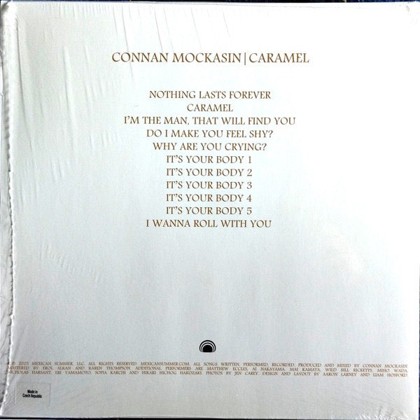 Image of Back Cover of LP - EX/VG+ - CONNAN MOCKASIN, Caramel (Mexican Summer; MEX179, Europe 2025 Reissue, Insert, Metallic Gold Vinyl), Still In Opened Shrinkwrap With Hype Sticker,  - 4016169C