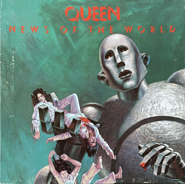 Image of Front Cover of LP - VG/VG - QUEEN, News Of The World (Elektra; 6E-112, US 1977, Gatefold, Inner, Specialty Pressing), A few light marks, Pen on rear sleeve, Sticker residue to front,  - 4016116C