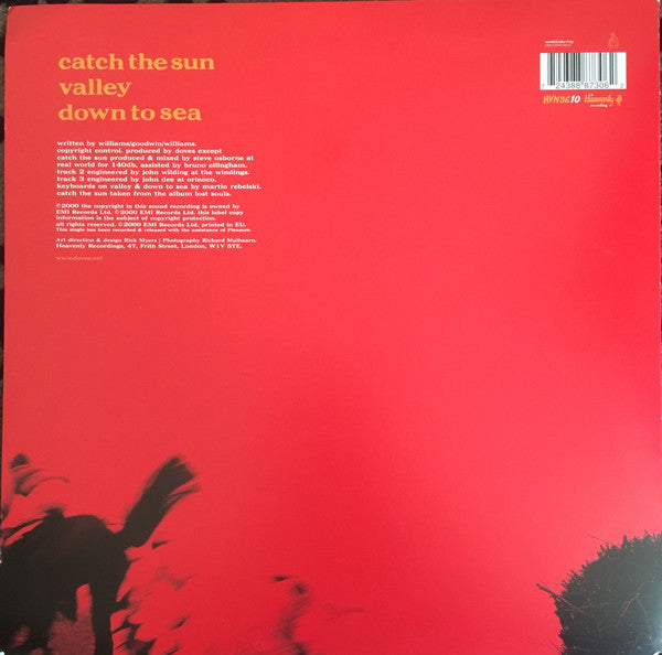 Image of Back Cover of 10" - VG/VG - DOVES, Catch The Sun (Heavenly; HVN9610, UK 2000, Fold Over Sleeve), Light mottled marks, Light crease to sleeve, Promo sticker to rear ,  - 4016117C