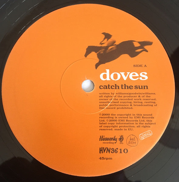 Image of Label Cover of 10" - VG/VG - DOVES, Catch The Sun (Heavenly; HVN9610, UK 2000, Fold Over Sleeve), Light mottled marks, Light crease to sleeve, Promo sticker to rear ,  - 4016117C