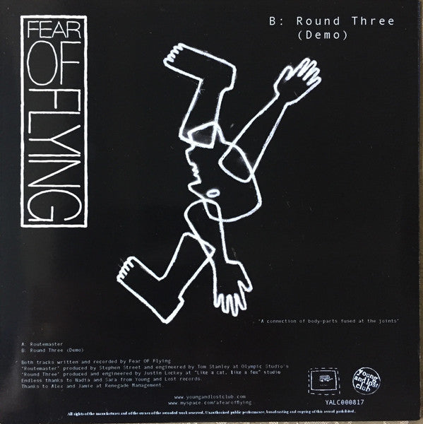 Image of Back Cover of 7" - VG+/VG+ - FEAR OF FLYING, Routemaster (Young And Lost Club; YALC000817, UK 2006, Picture Sleeve, Insert, Red Vinyl. Pre-White Lies), ,  - 4016135C