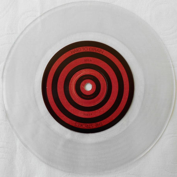 Image of Label Cover of 7" - VG/VG+ - THE STROKES, Hard To Explain (RCA; 07863 60554-7, US 2002 Reissue, Picture Sleeve, Limited Edition, Clear Vinyl, "Made in USA" Next to Barcode), Very minor edge wear and bumps.,  - 4056087S
