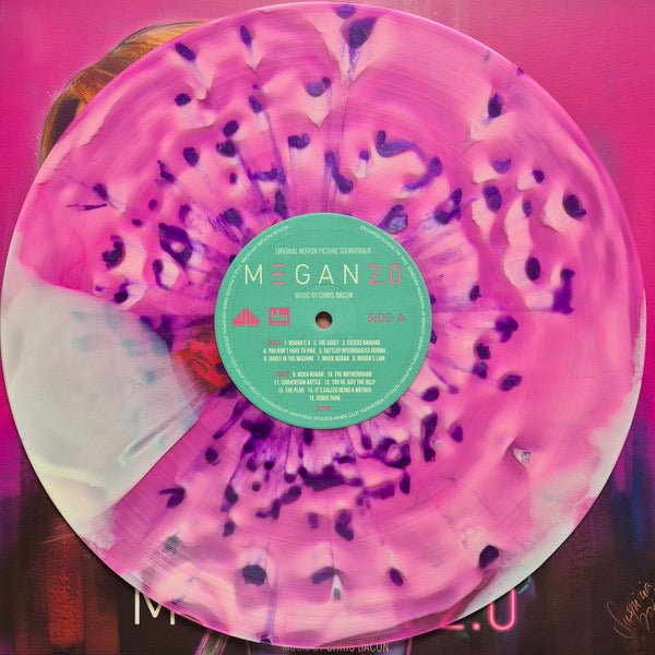 Image of Label Cover of 2xLP - EX/EX - CHRIS BACON, Megan 2.0 (Original Motion Picture Soundtrack) (Waxwork Records; WW224, US 2025, Gatefold, Insert, Translucent Pink & White/Purple Splatter Vinyl), Still In Opened Shrinkwrap With Hype Sticker,  - 4016187C