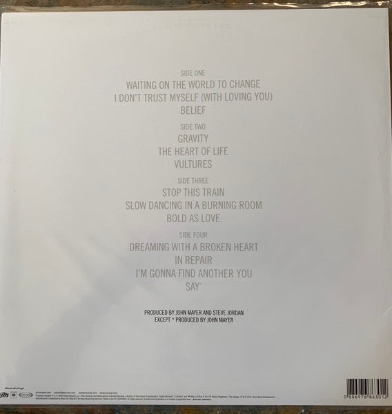 Image of Back Cover of 2xLP - NEW/NEW - JOHN MAYER, Continuum (Columbia; 88697686301, Europe 2010 Reissue, 2 Inners, 180 Gram Vinyl), , This reissue includes the bonus track "Say" that was not included on the original release. - 4016224C