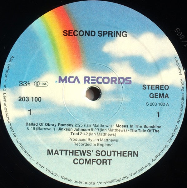 Image of Label Cover of LP - VG/VG - MATTHEWS' SOUTHERN COMFORT, Second Spring (MCA Records; 203 100, Germany 1970s Reissue), Strong VG Throughout,  - 4016126C