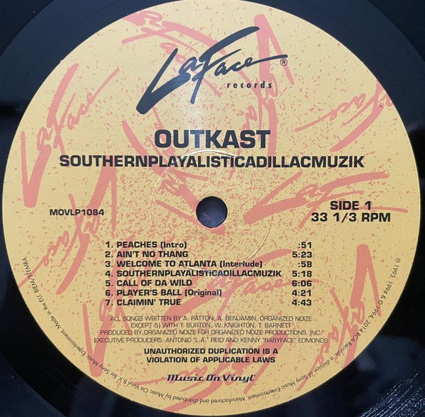 Image of Label Cover of LP - VG+/VG+ - OUTKAST, Southernplayalisticadillacmuzik (Music On Vinyl; MOVLP1084, Europe 2014 Reissue, 180g), ,  - 4016198C