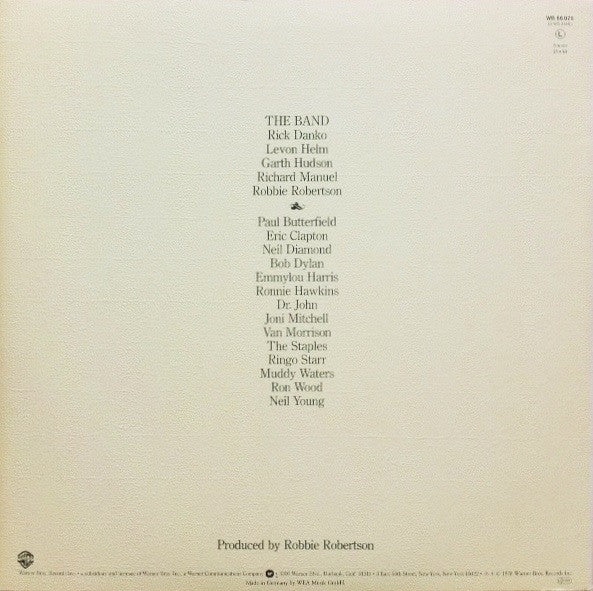 Image of Back Cover of 3xLP - VG/VG - THE BAND, The Last Waltz (WB Burbank, 33 in triangle at Bottom of label; WB 66 076, France 1978, Textured Sleeve, 3 Inners, Booklet, SACEM Rights Box), ,  - 4026046E