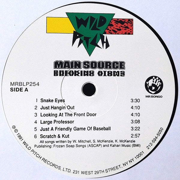 Image of Label Cover of LP - EX/VG+ - MAIN SOURCE, Breaking Atoms (Wild Pitch Records; MRBLP254, UK 2022 Reissue), Still In Opened Shrinkwrap With Hype Sticker,  - 4016250C
