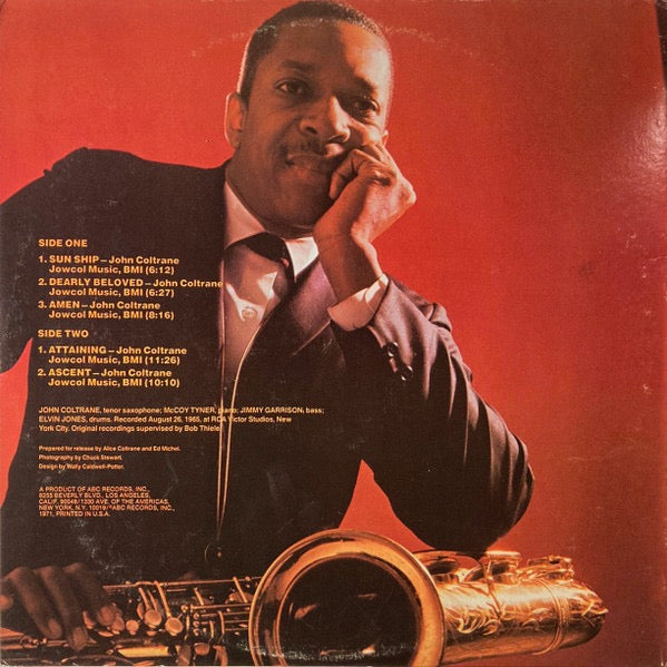 Image of Back Cover of LP - VG/VG - JOHN COLTRANE, Sun Ship (ABC Impulse!; AS 9211, US 1974 Reissue, Gatefold, Company Inner), Superficial storage marks to disc. Sleeve is a little wavy.,  - 4016336C