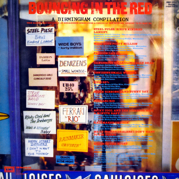 Image of Back Cover of LP - EX/EX - VARIOUS ARTISTS, Bouncing In The Red - A Birmingham Compilation (Odeon; EMC 3343, UK 1980), ,  - 4026158E