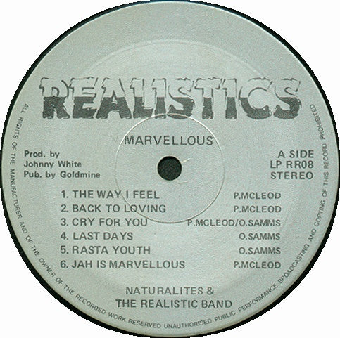 Image of Label Cover of LP - VG+/VG - NATURAL ITES & THE REALISTIC BAND, Marvellous (Realistics Record; LP RR08, UK 1987), ,  - 4026160E