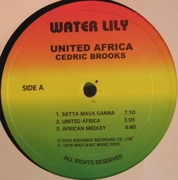 Image of Label Cover of LP - VG+/VG+ - CEDRIC "IM" BROOKS, United Africa (Water Lily; , Jamaica 1970s), Clean shiny disc, light press imperfections, light crackle from press in places. Clean labels. Lovely sleeve.,  - 4026162E