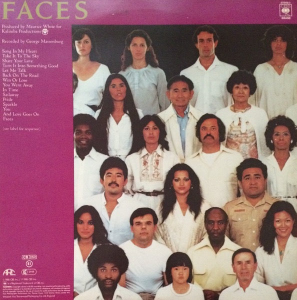 Image of Back Cover of 2xLP - VG/VG - EARTH, WIND & FIRE, Faces (CBS; 88498, UK 1980, Gatefold, 2 Inners), Strong VG to disc.,  - 4016368C