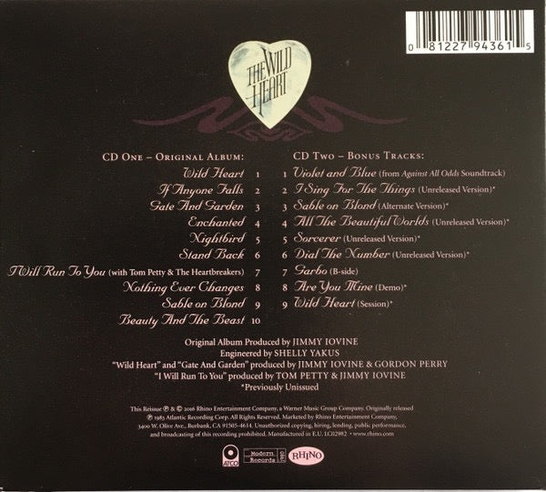 Image of Back Cover of 2xCD - EX/EX - STEVIE NICKS, The Wild Heart (Rhino Records; 081227943615, UK & Europe 2016 Reissue, Fleetwood Mac), ,  - 4056187S