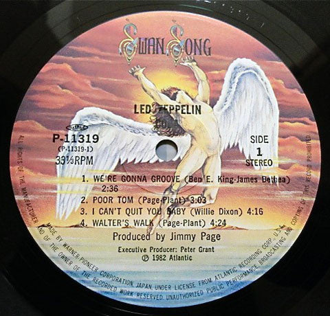 Image of Label Cover of LP - VG+/VG - LED ZEPPELIN, Coda (Swan Song; P-11319, Japan 1982, Embossed Textured Gatefold Sleeve, Inner & Insert, No Obi), Strong VG,  - 4026219E