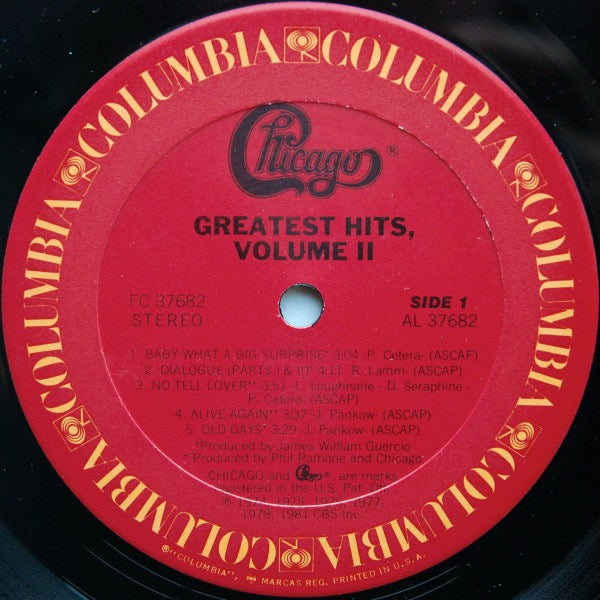 Image of Label Cover of LP - VG/VG - CHICAGO, Greatest Hits, Volume II (Columbia; FC 37682, US 1981, Terre Haute Pressing), ,  - 4016267C