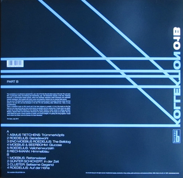 Image of Back Cover of LP - EX/EX - VARIOUS ARTISTS, Kollektion 01B - Compiled by Tim Gane (Bureau B; BB185, Europe 2014), Opened Instore, Still In Shrinkwrap,  - 4026209E