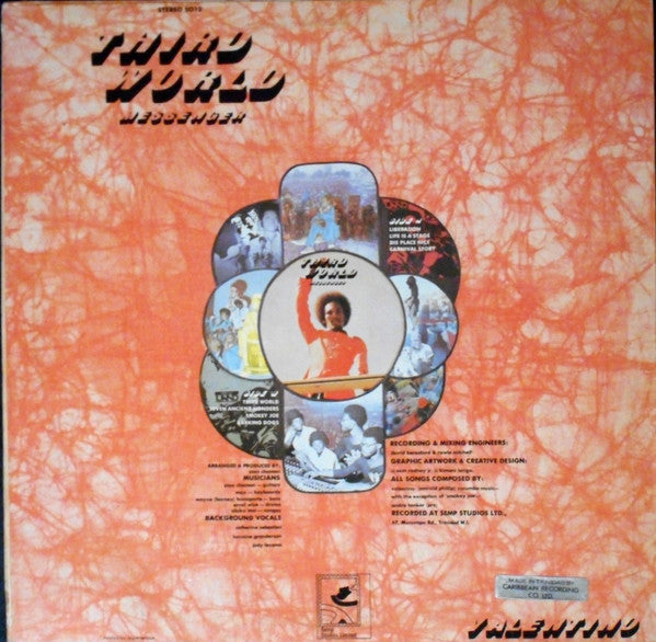 Image of Back Cover of LP - G+/VG - VALENTINO, Third World Messenger (Semp Production; S 012, Trinidad & Tobago 1976), Conservative grading, light marks only, plays fine. WOL. SWOC.,  - 4026240E