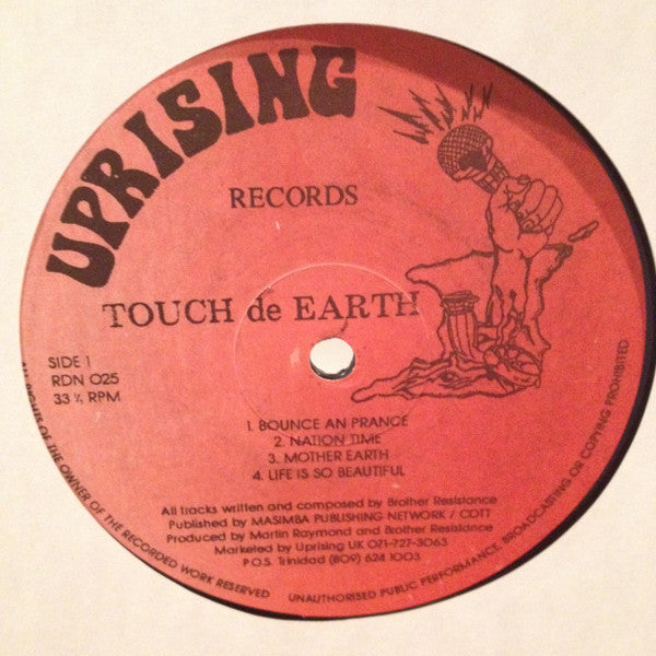 Image of Label Cover of LP - VG+/VG+ - BROTHER RESISTANCE, Touch De Earth Wid Rapso (Riddum Distribution Network; RDN 025, Trinidad & Tobago 1991, Picture Sleeve), Shiny clean disc. Stamp on label. Lovely sleeve, SWOC.,  - 4026241E