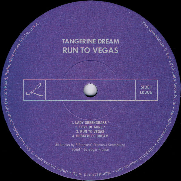 Image of Label Cover of LP - EX/VG+ - TANGERINE DREAM, Run To Vegas (Lilith ; LR306, Europe 2010, With Obi, No CD), Still In Opened Shrinkwrap, NO CD,  - 4026205E
