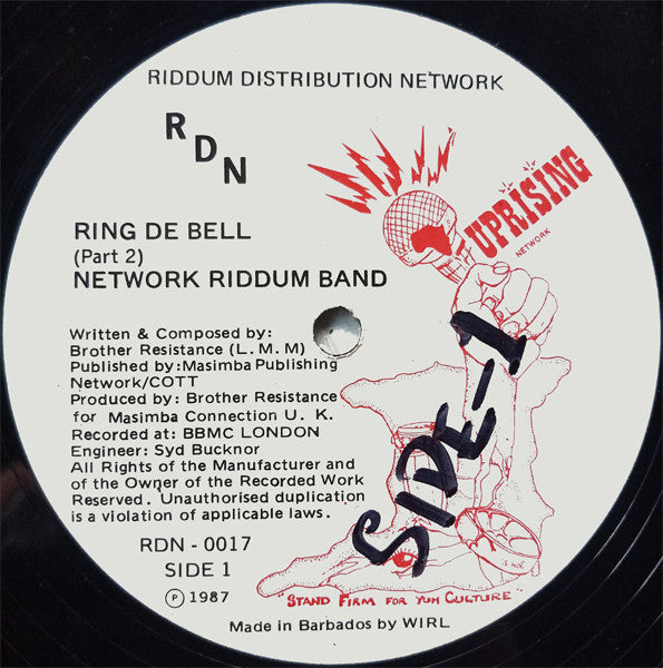 Image of Label Cover of 12" - VG/VG - NETWORK RAPSO RIDDUM BAND, Ring De Bell (Riddum Distribution Network; RDN - 0017, Trinidad & Tobago 1987, Picture Sleeve), Conservative grading, light marks only. Stamp on labels. Light wear on sleeve, SWOC.,  - 4026242E
