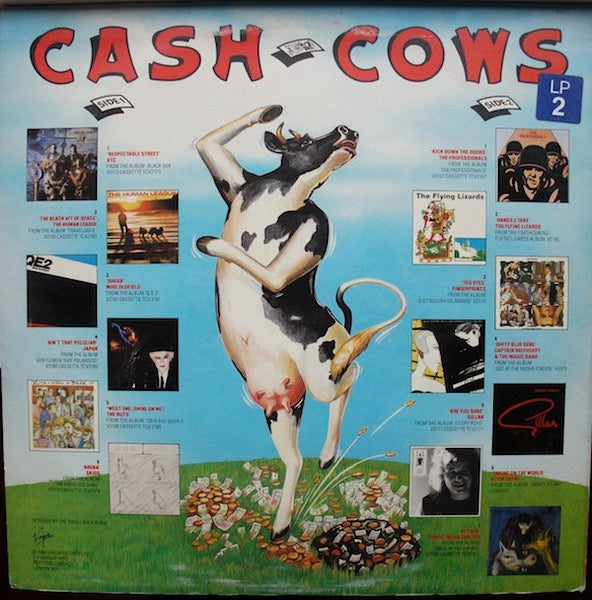 Image of Back Cover of LP - VG/VG+ - VARIOUS, Cash Cows (Virgin Green/Red Labels; MILK 1, UK 1980, Hype Stickered Sleeve), Clean & glossy, Very minor sleeve wear in terms of a couple of faded spots only. ,  - 4016378C
