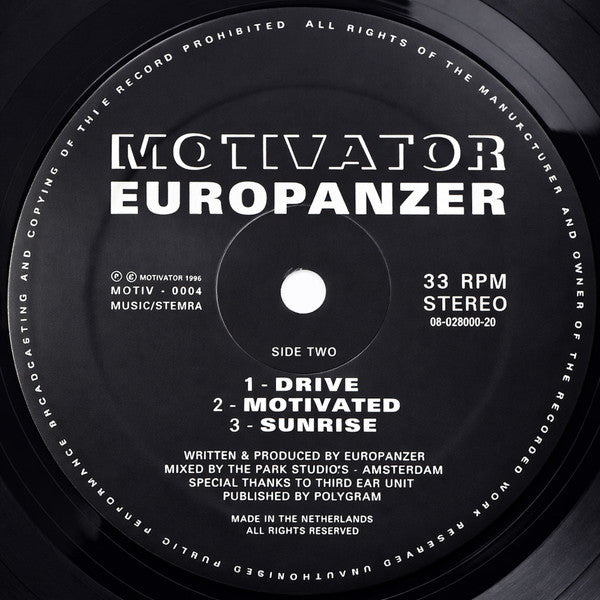 Image of Back Cover of 12" - G+/G+ - EUROPANZER, Big City (Motivator; MOTIV 9604, Netherlands 1996, Company Sleeve), ,  - 4026249E