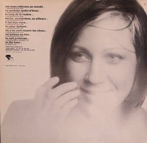 Image of Back Cover of LP - VG/G+ - EVA, Le C ur Battant (Riviera Alternate Blue/Orange Labels; 521.185 T, France 1970s Reissue, Laminated Sleeve), Light wispy marks.,  - 4016384C