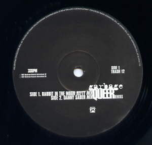 Image of Label Cover of 12" - VG/VG - GARBAGE, Queer (Remixes) (Mushroom; TRASH 12, UK 1997, Picture Sleeve, "Heftybag Mix"), , A. Queer (Rabbit In The Moon Hefty Mix). 9:11B. Queer (Danny Saber Mix). 5:39 - 4016348C