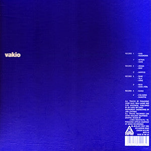 Image of Back Cover of 4x10" - VG/VG - PANASONIC, Vakio (Blast First; BFFP 118, UK 1995, Box Set, Clear Vinyl), Discs have a few hairlines, some light surface noise here and there. Box showing signs of age and light creasing., All Tracks by Panasonic (Sami Salo, Mika Vainio ald Ilpo V is nen)Published by My Ears! My Ears!All Tracks Recorded Live using Analog EquipmentGraphic Design by A Men Architects / TGA1	AlkuA2	RadiokemiaB1	HetkenB2	VaiheC1	UraniaC2	GrafD	HapatusE1	PaineE2	TelaE3	VirheF1	R