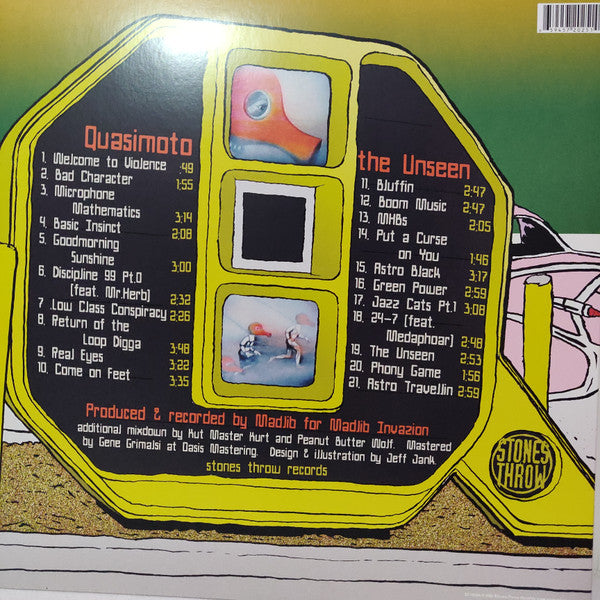 Image of Back Cover of 2xLP - VG+/VG - QUASIMOTO, The Unseen (Stones Throw Records; STH2025, US 2021 Reissue, Pink & Purple Vinyl), Shrink-wrap,  - 4016438C