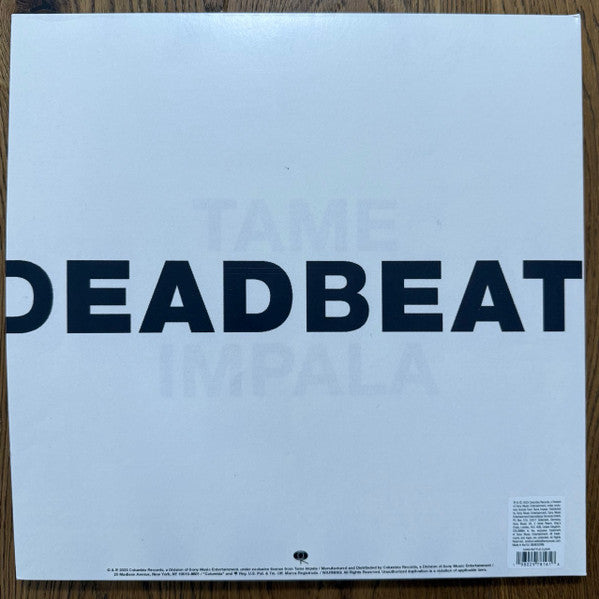 Image of Back Cover of 2xLP - EX/EX - TAME IMPALA, Deadbeat (Columbia; C-370376, Europe 2025, Gatefold, Booklet & 2 Inserts, Coke Bottle Clear Vinyl), Seal opened instore, still in hype stickered shrinkwrap.,  - 4046187S