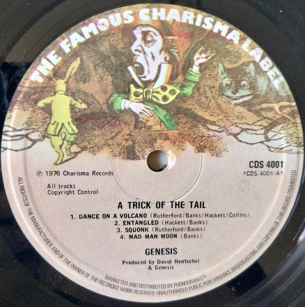 Image of Label Cover of LP - VG/G+ - GENESIS, A Trick Of The Tail (Charisma Hatter Labels; CDS 4001, UK 1976, Textured Gatefold Sleeve, Inner, Repress), Light marks only,  - 4016393C