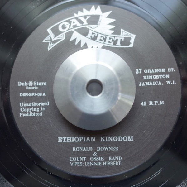 Image of Label Cover of 7" - EX/EX - RONALD DOWNER & COUNT OSSIE BAND, Ethiopian Kingdom / Alternative Take) (Gay Feet; DSR-SP7-09, Japan 2017 Reissue, Company Sleeve), ,  - 4016455C