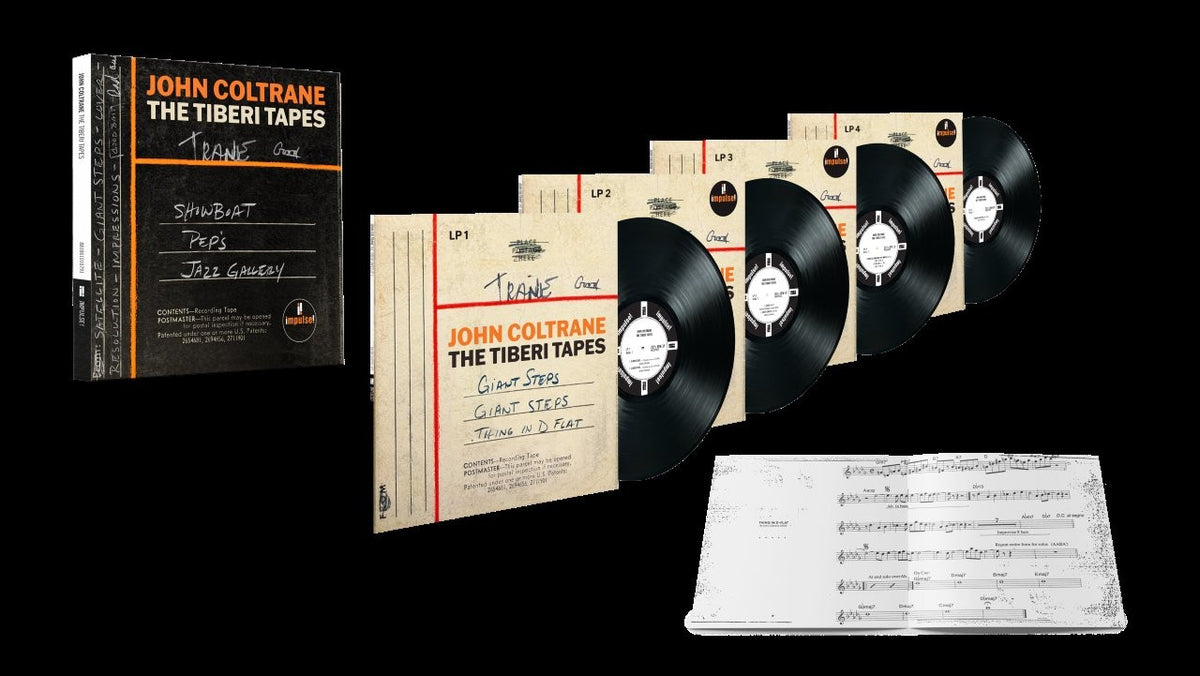 Image of Front Cover of 4xLP - NEW/NEW - JOHN COLTRANE, The Tiberi Tapes (impulse! (Verve); 6101079, UK 2026, Black Vinyl), , Lost for six decades, The Tiberi Tapes collects private recordings of John Coltrane’s group made by musician Frank Tiberi in the early 1960s. Tiberi followed Coltrane into clubs in New York and Philadelphia, capturing performances on a portable tape recorder. Released for the first time as part of Coltrane’s Centennial celebrations. - 9417358C
