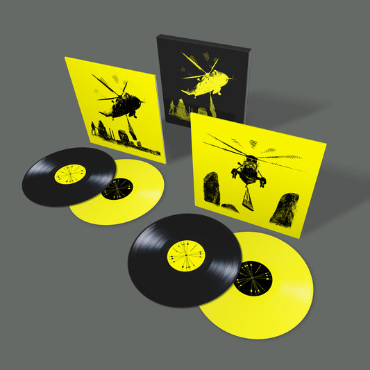Image of Front Cover of 4xLP - NEW/NEW - MOGWAI, Happy Tears (Rock Action Records; ROCKACT175LPX, UK 2027, Black and Yellow Vinyl), , Mogwai release this new 30-year, career-spanningcompilation. As with their debut single ‘Tuner’ in 1996,Happy Tears is being released via the band’s self-ownedand run record label Rock Action Records, alsocelebrating its 30 year anniversary. The album featuresthe physical release of the incredible dream-come-truepairing of Mogwai and Iggy Pop with the single“Undergroun