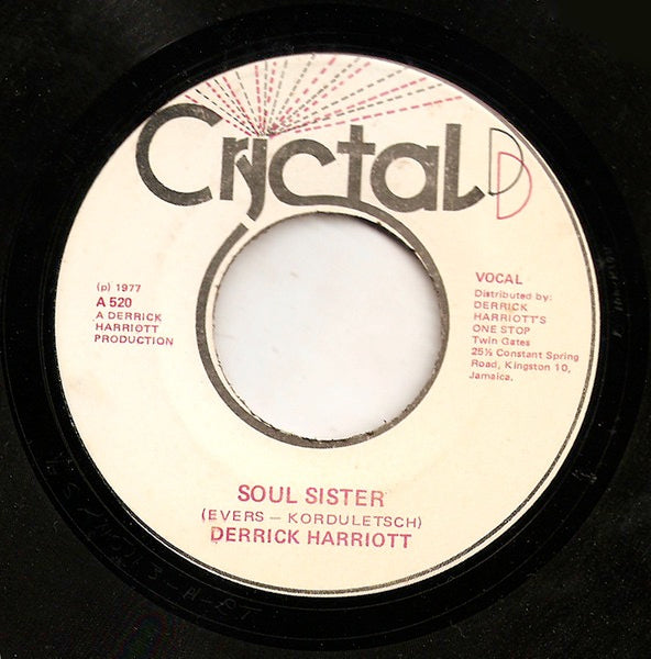 Image of Front Cover of 7" - /EX - DERRICK HARRIOTT, Soul Sister (Crystal D; 520, Jamaica 1977), ,  - 4016460C