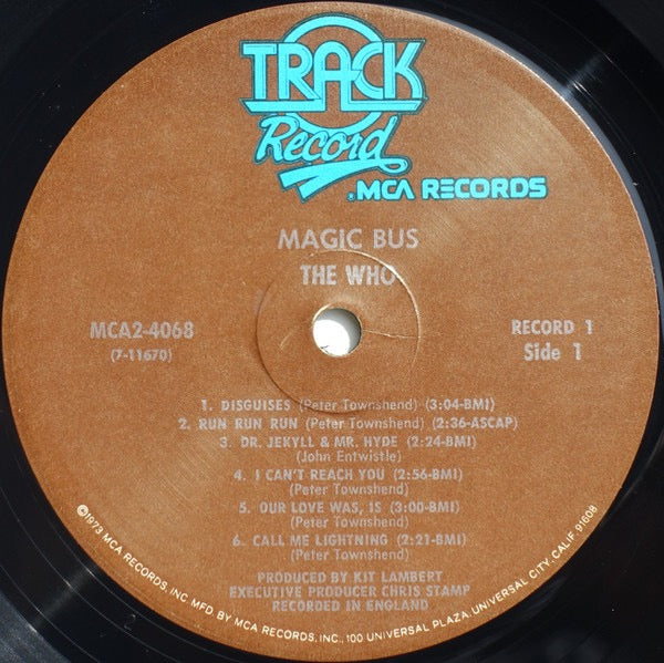 Image of Label Cover of 2xLP - VG/VG - THE WHO, Magic Bus / The Who Sings My Generation (Track Record; MCA2-4068, US 1974 Reissue, Gatefold, Company Inners), Strong VG Discs, Ring wear to sleeve,  - 4016404C