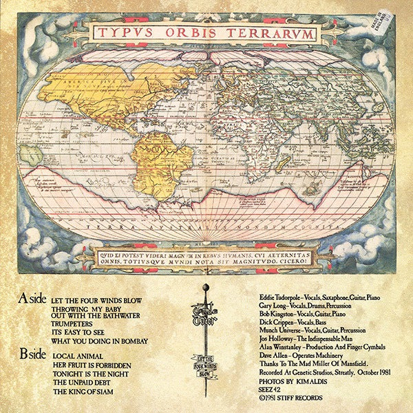 Image of Back Cover of LP - VG/G+ - TENPOLE TUDOR, Let The Four Winds Blow (Stiff Records; SEEZ 42, UK 1981, Black Die-Cut Inner), Hairlines,  - 4016405C